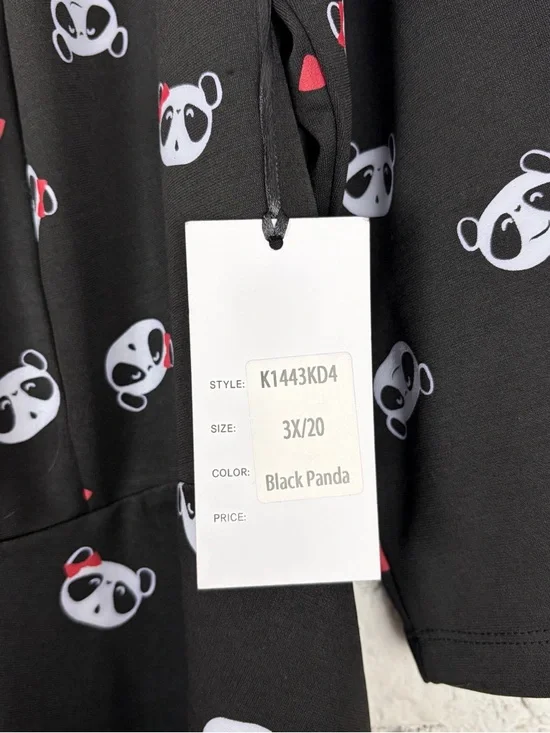 Unique Vintage Panda Retro Pinup Rockabilly Fit Flare Black Bow Dress 3X 20 - Picture 12 of 15